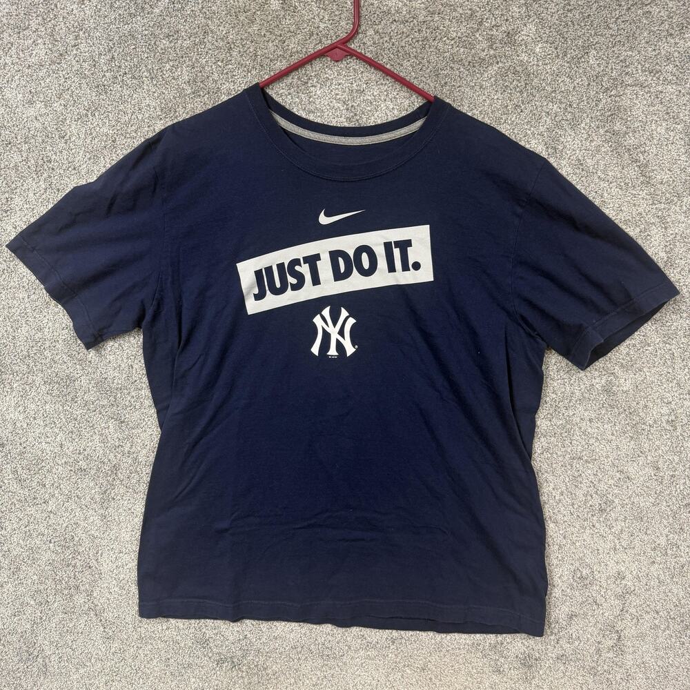 New York Yankees Shirt Mens XL Blue MLB Baseball Nike Just Do It Graphic Tee
